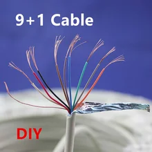 9+ 1pin экранированный провод сигнальная линия супер гибкий ПВХ изолированный провод электрический кабель, светодиодный кабель, DIY подключение