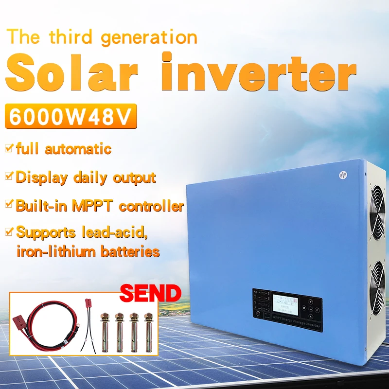 

New off-grid soalr Hybrid power frequency pure sine wave inverter DC 48V to AC 220V build in MPPT charge controller 6000W60A