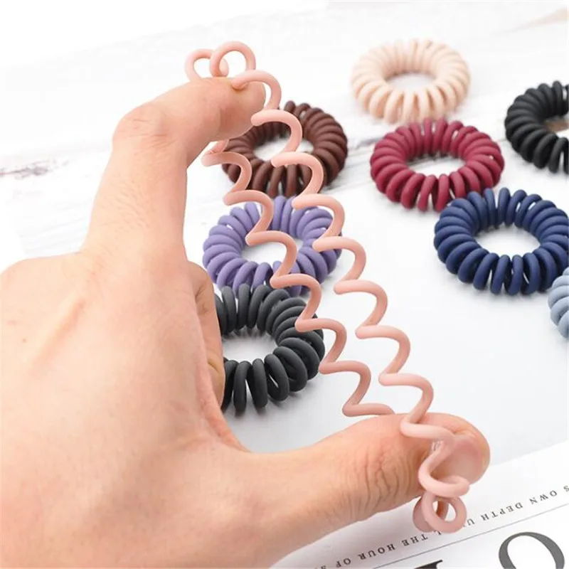 hairclips 1PC Scrub Elastic Rubber Bands Telephone Wire Hair Ties Donut Ponytail Holder Gum Women Girls Spiral Scrunchies Hair Accessories star hair clips