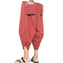 Лето, мужские шаровары, хлопок, лен, укороченные штаны, мужские, Япония, Харадзюку, широкие штаны, 5XL, хип-хоп, штаны для бега