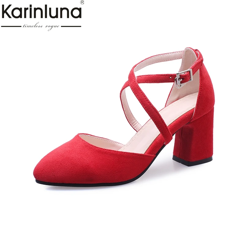 

Karinluna Sexy Chunky Heels Party Chic Style women's Sandals 2019 Brand New Plus Size 46 women's Shoes