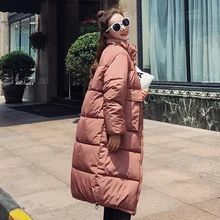 Hot sale New Arrival Solid Slim Long New Size For Women's Cotton Slim Down Parka With Hooded Winter Jacket Women