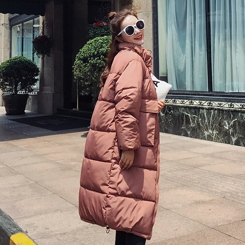 

Hot sale 2019 New Arrival Solid Slim Long New Size For Women's Cotton Slim Down Parka With Hooded Winter Jacket Women