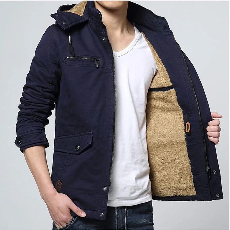 Fashion Men Jackets Winter Zipper Thicken Wool Liner