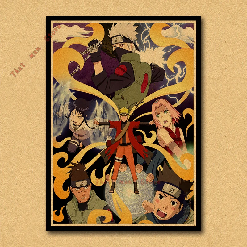 Постер Naruto обои аниме картины общежитии окружает джакузи Наруто/Учиха Итачи/плакат из крафт-бумаги/стикер на стену без рамки - Цвет: Белый