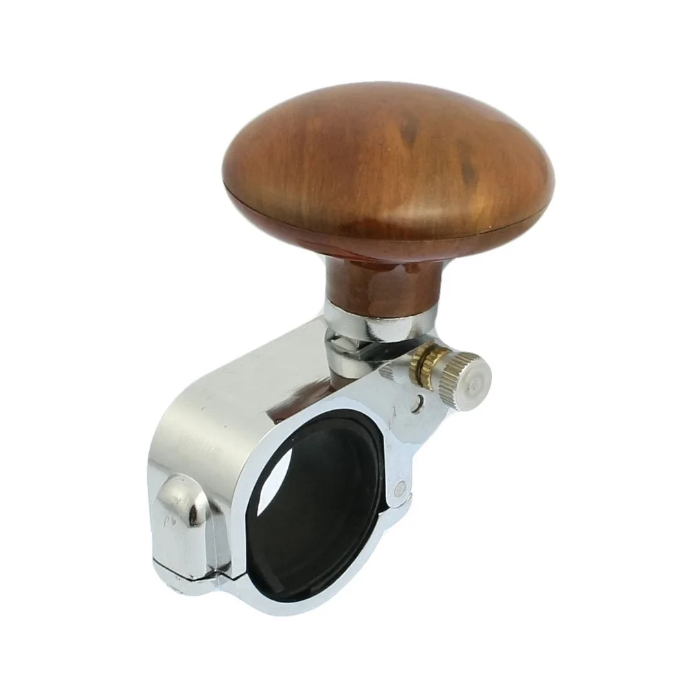 Car Power Handle Steering Wheel Knob Clamp Suicide Grip Spinner Brown