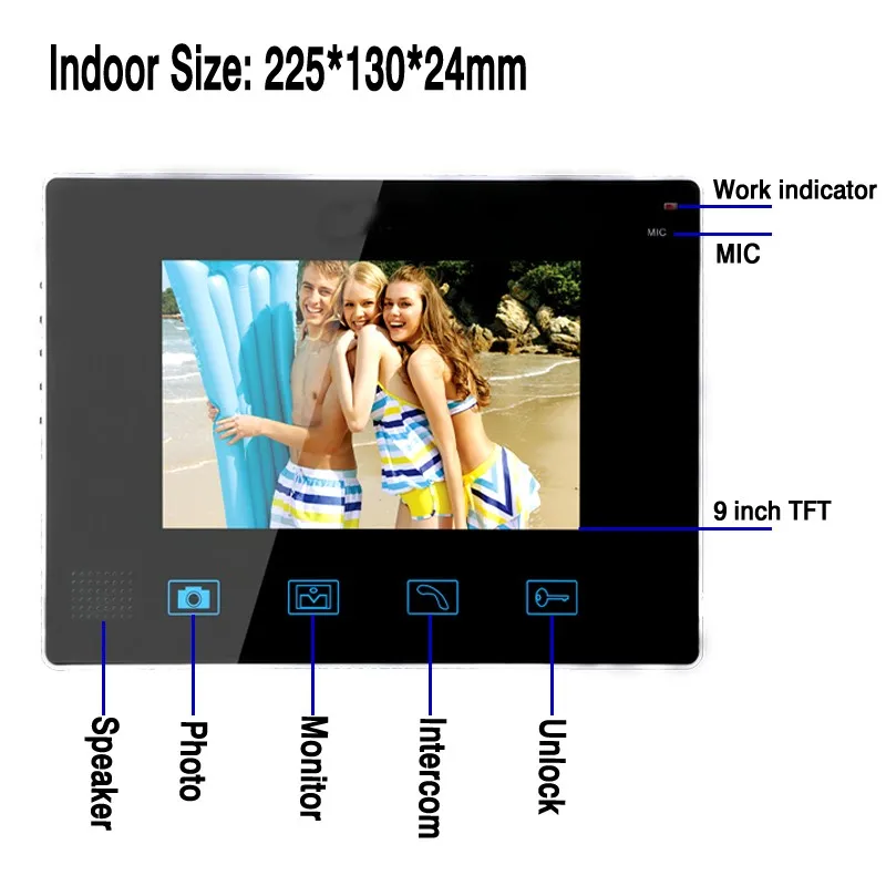 Yobangsecurity видео Домофон запись Системы 2.4 г 9 "TFT Беспроводной видео-телефон двери Дверные звонки охранных 1 Камера 1 мониторы