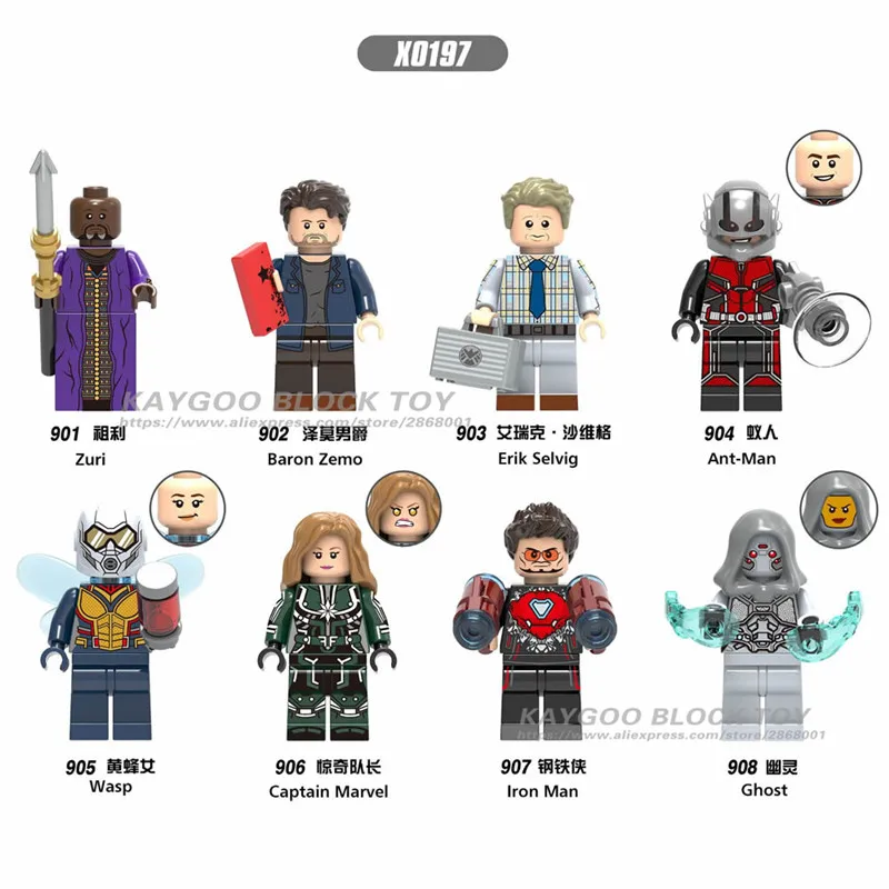 

Single Sale Super Heroes Figures Antman Wasp Iron Man Baron Zemo Erik Selvig Ghost Zuri Building Blocks Toys for children X0197