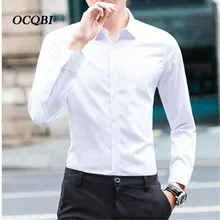 Plus Size 4XL 5XL Men Shirt Silk Smart Casual Slim Fit Dress Shirt Fashion Summer