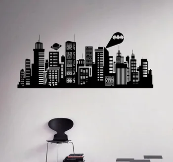

Gotham City Vinyl wall Sticker Batman City Comic Home Interior Home Wall Decorating Wall Decal CS19