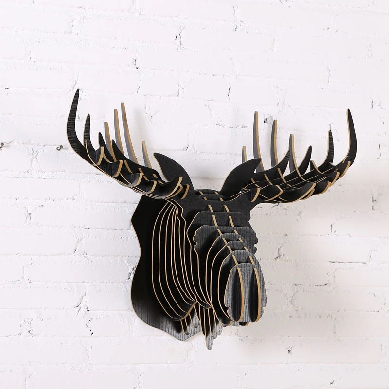 Large Wood Stag Head Hanging Animal Wall Art 5mm Mdf 3d Puzzle For Wall Decoration Wdm016m Puzzle 3d Puzzle Mdfpuzzle Art Aliexpress