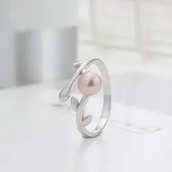 Fengxiaoling Новая мода 925 пробы Серебряный пресноводный жемчуг Открытые Кольца для женщин филиал жемчуг заявление кольца ювелирные изделия