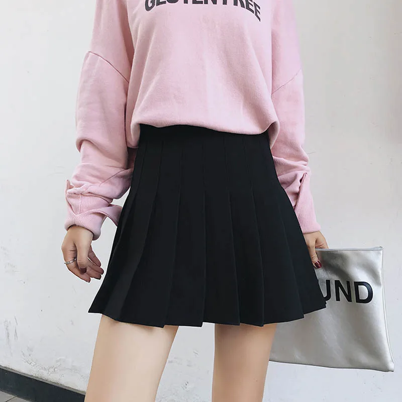 Новые плиссированные мини юбки для женщин Высокая талия Harajuku Kawaii шикарные модные мини юбки школьная юбка для девочек Женская#3146