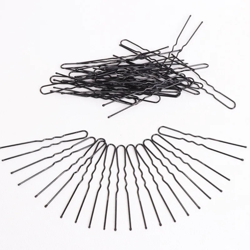 50pcs 6CM Black Waved U-shaped Bobby Pin Hair Barrette Clip Metal Hairpin For Women DIY Hair Sticks Jewelry Accessories