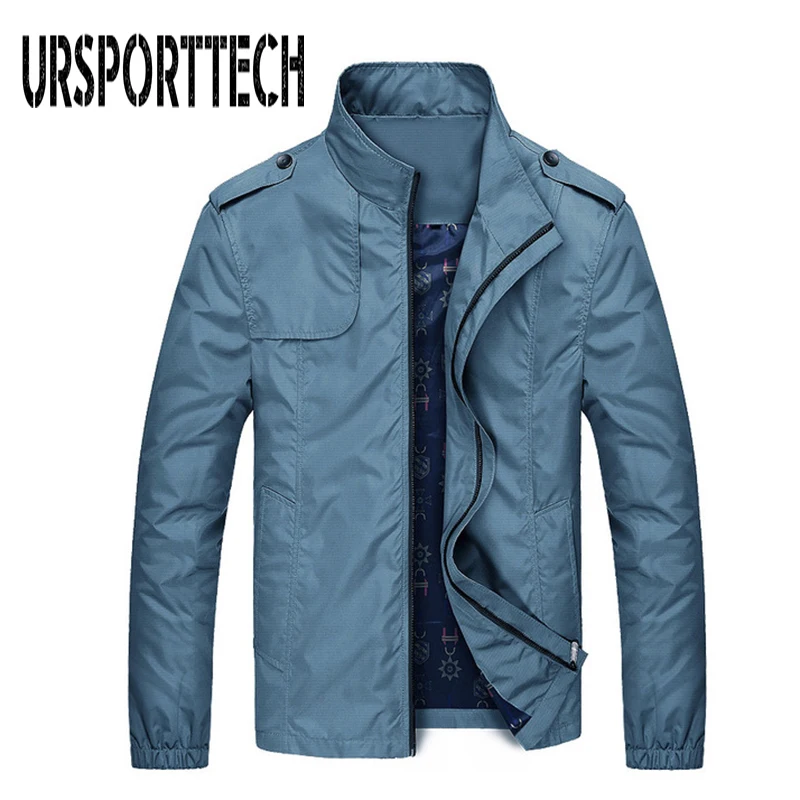 Mens Jackets Overcoat Spring Slim-Fit Autumn Casual Fashion URSPORTTECH Male Solid Top