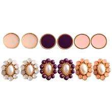 Горячая Новая мода, Женские Ювелирные изделия Оптом, девушки день рождения круглые серьги, Фиолетовый Белый Розовый набор серьги, агентства