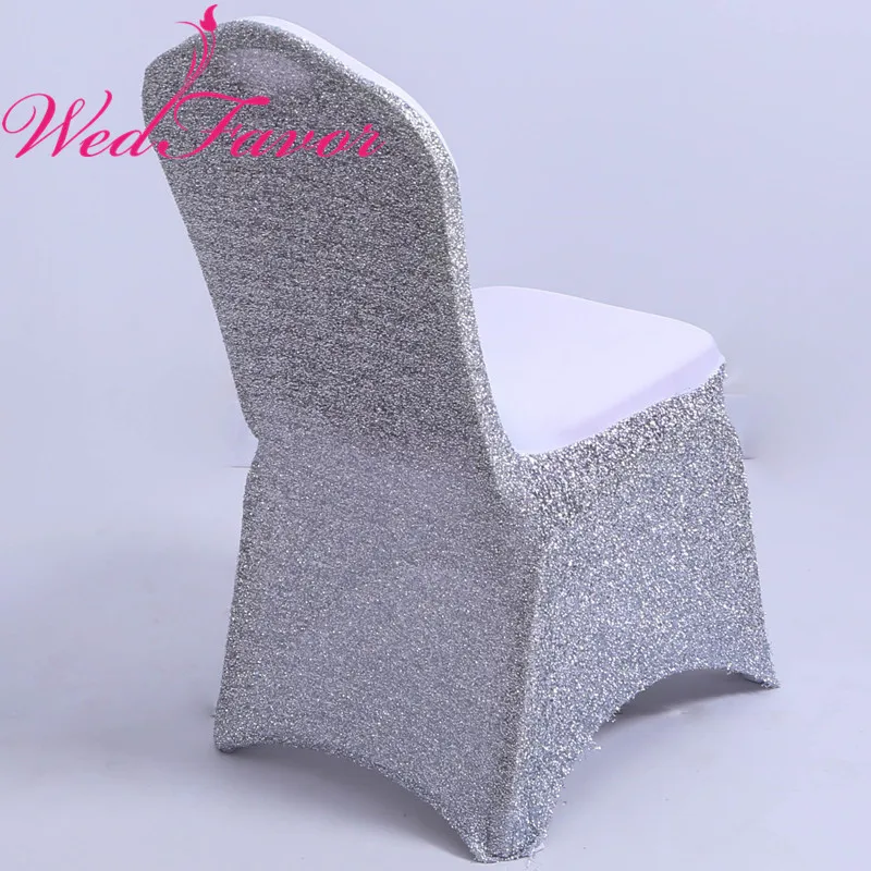 Buy WedFavor 100pcs Silver Lycra Spandex Glitter Chair