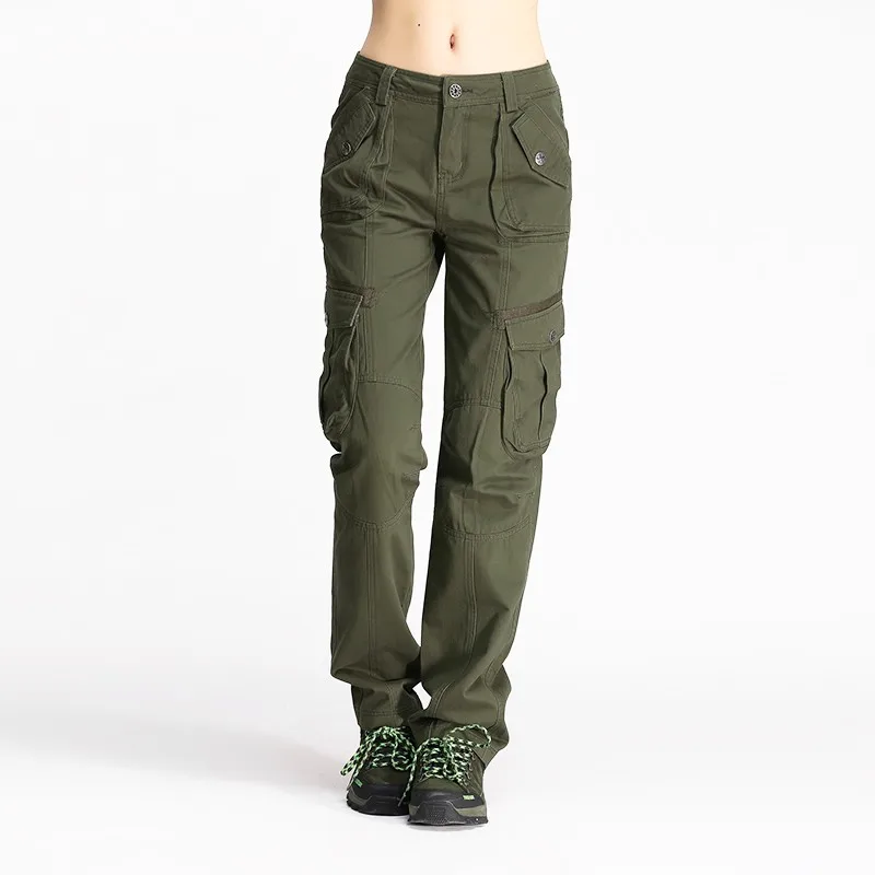 Бесплатная армии Для женщин длинные штаны прямые Стиль с карманами металлическая молния вышивка хлопок женские повседневные брюки GK76053