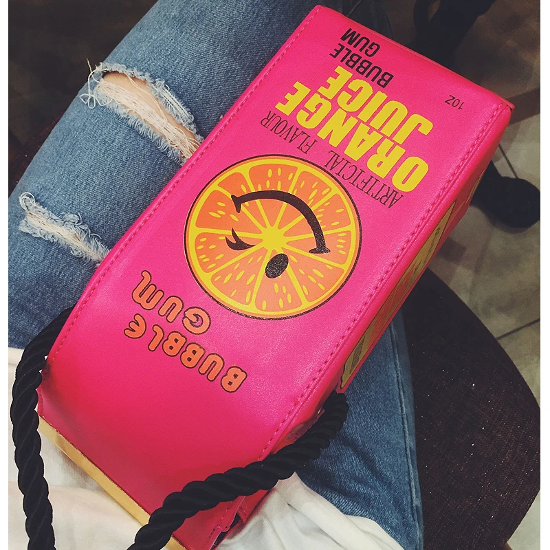 fashion personality milk box orange juice printing letters lovely