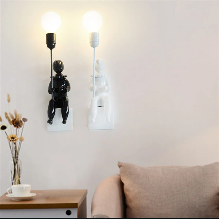 Скандинавский креативный клоун светодиодный настенный светильник Лофт стиль смола керамика Мультфильм Настенные светильники детская комната гостиная для домашнего освещения