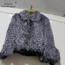 Linhaoshengyue Silver fox Длинные рукава и пальто из кожи и меха