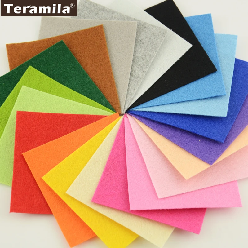 

Polyester Felt Fabric pack Cloth DIY Handmade Sewing Home Decor Material Thickness 1mm Mix 20 Colors/lot 10cmx10cm each