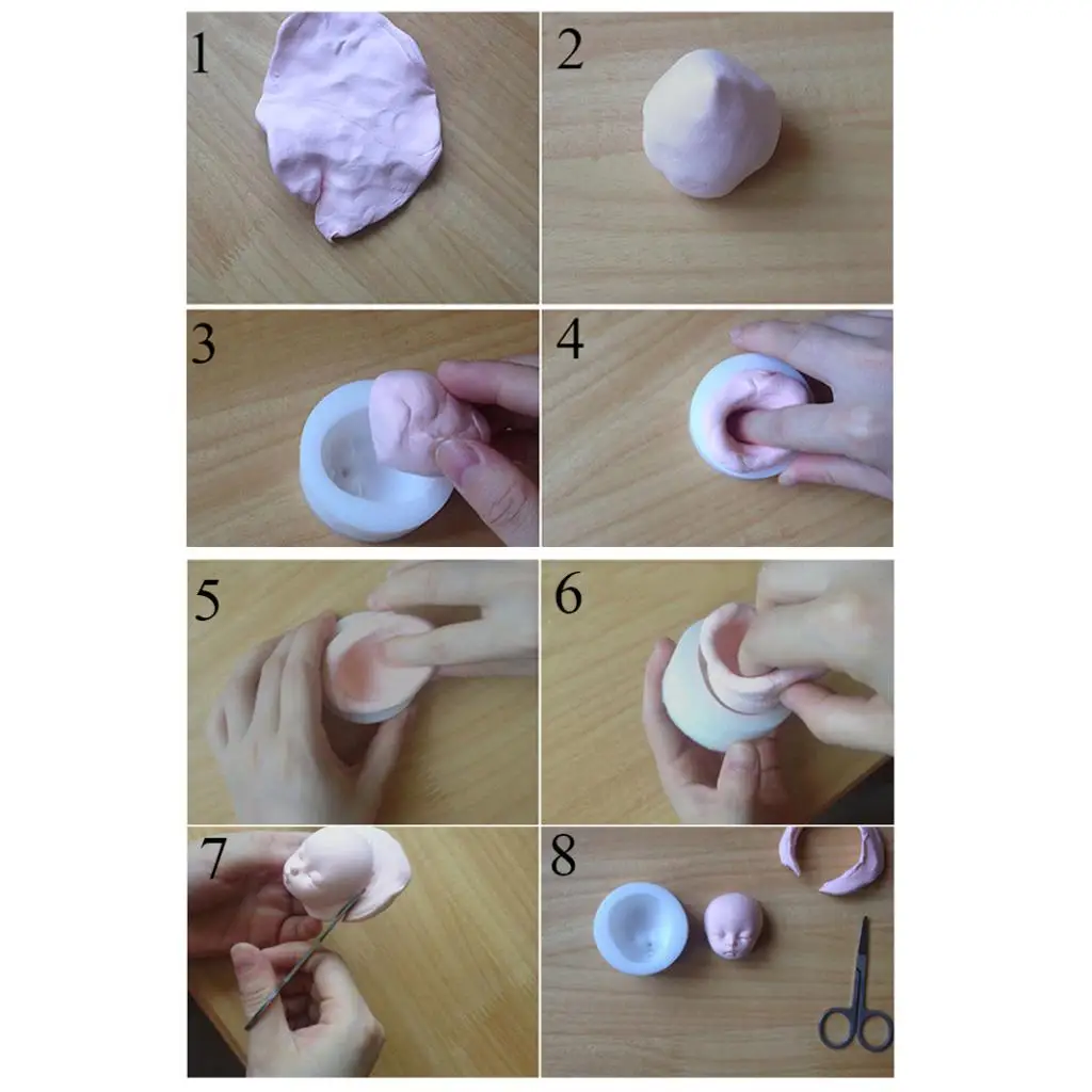 5 Sheets Cute Cartoon Eyes Stickers & 1 Piece Silicone Mini Lovely Doll Face Mould Push Press Mold Moulds for Polymer Clay 2#
