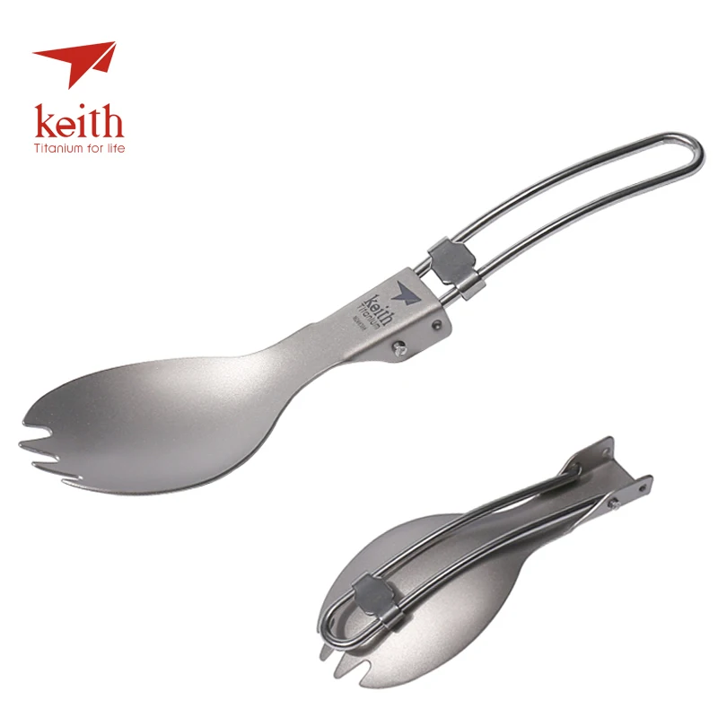 Keith Folding Titanium Sporks High Quality Portable Tablewares Outdoor