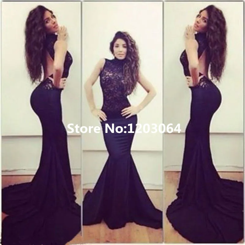 New Designer Summer Dress High Neck Sexy Mermaid Prom Dresses Ombre