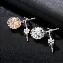 MeibaPJ стерлингового серебра 925 пробы в форме листа воды брошь настоящий природный жемчуг тонкой Шарм ювелирные изделия для женщин