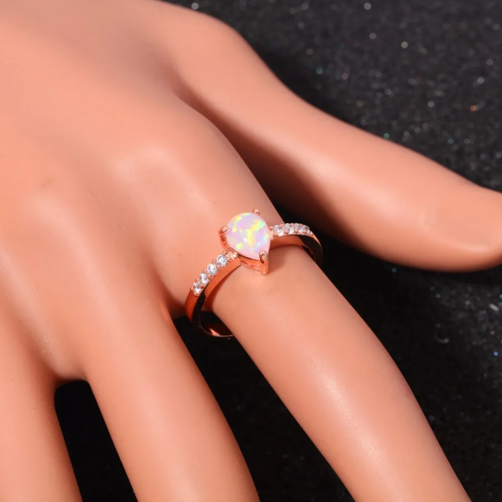 CiNily Created Pink Fire Opal Cubic Zirconia Rose Gold Color Wholesale for Women Jewelry Christmas Gift Ring Size 6-9 OJ9242