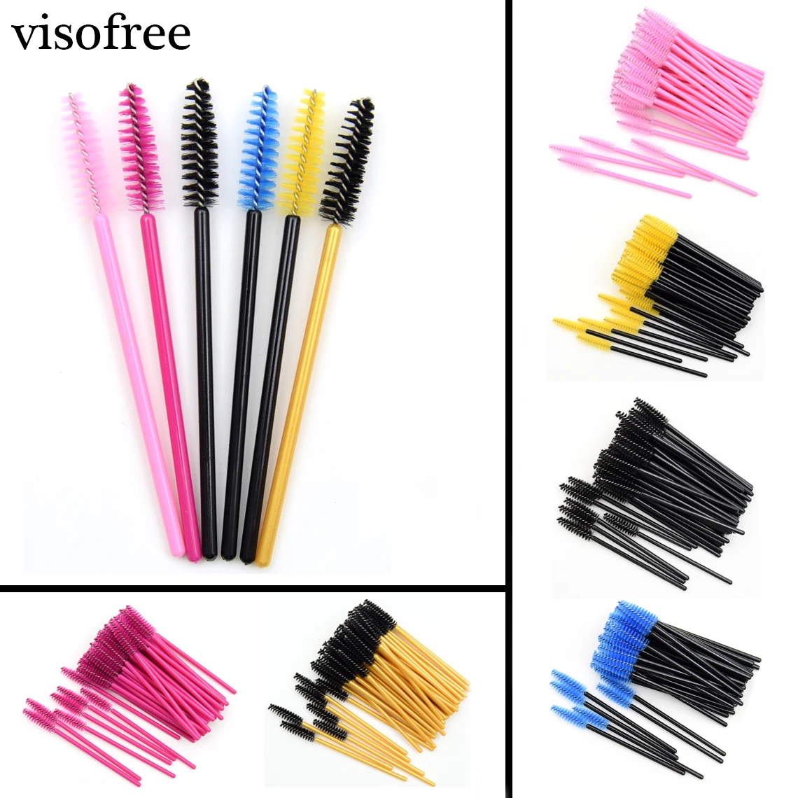 

50pcs Eyebrow brush Eyelash Extension Disposable Mascara Wand Applicator Spoolers Eye Lashes Cosmetic Brushes Set makeup tools