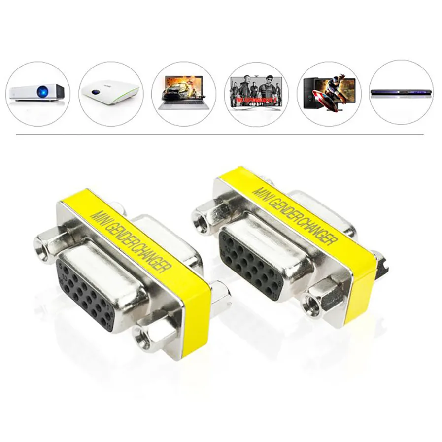 2019 Computer Cables 15 Pin VGA SVGA Mini HD15 15pin Gender Changer