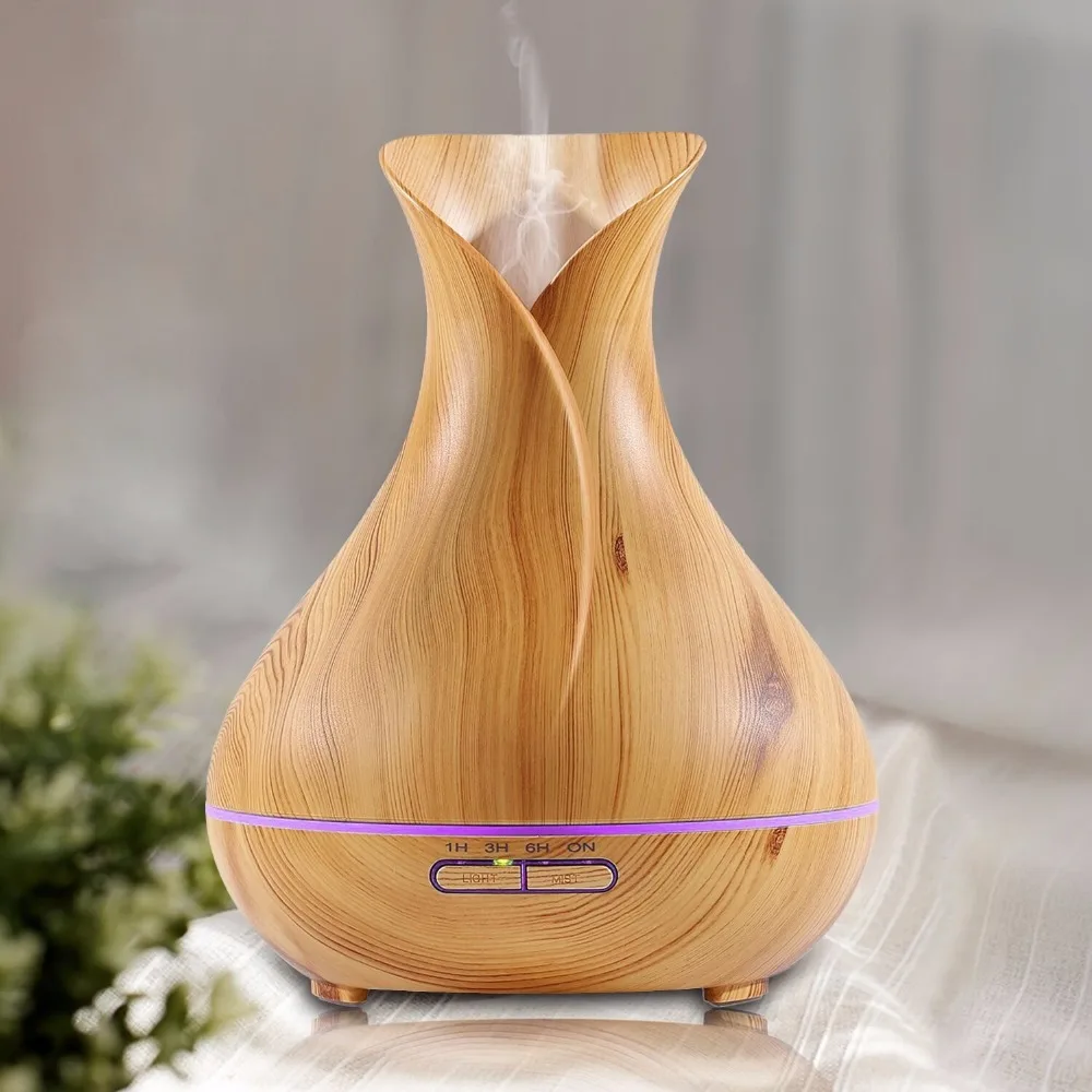 

Vase Shape Aroma Diffuser Large Capacity Ultrasonic Cool Mist Air Humidifier with LED Lights Electric Essential Oil Mist Maker