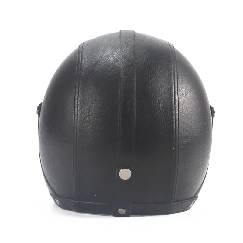 Vintage Leather Motorcycle Open Face Half Helmet 3/4 black cool and high quality black
