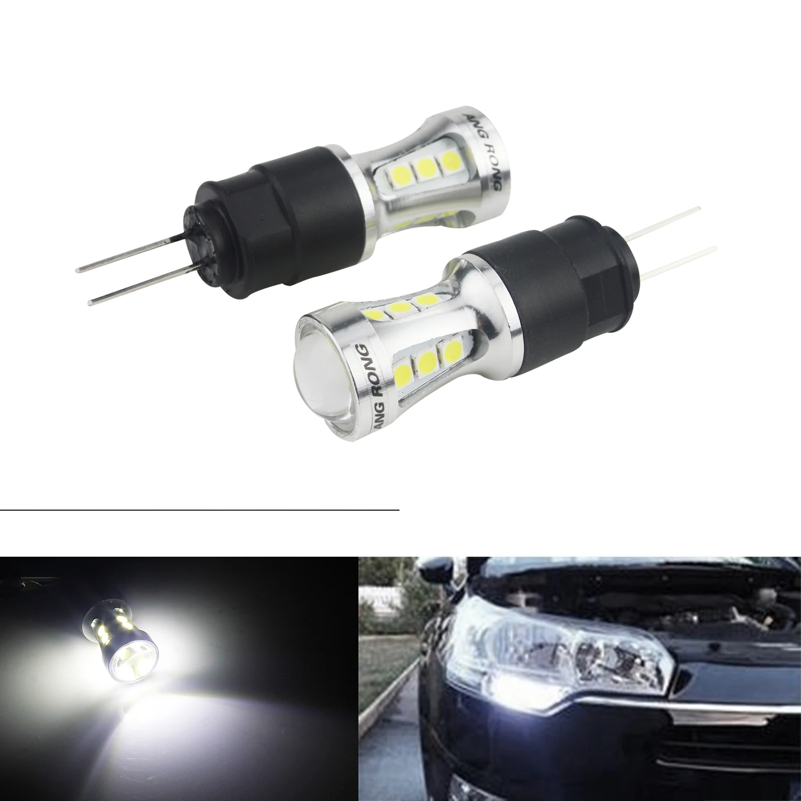 Angrong 2x HP24W HPY24W G4 18 SMD СВЕТОДИОДНЫЙ бортовой светильник дневного светильник лампы для peugeot 3008 5008 цитрона C5 белый 6000K