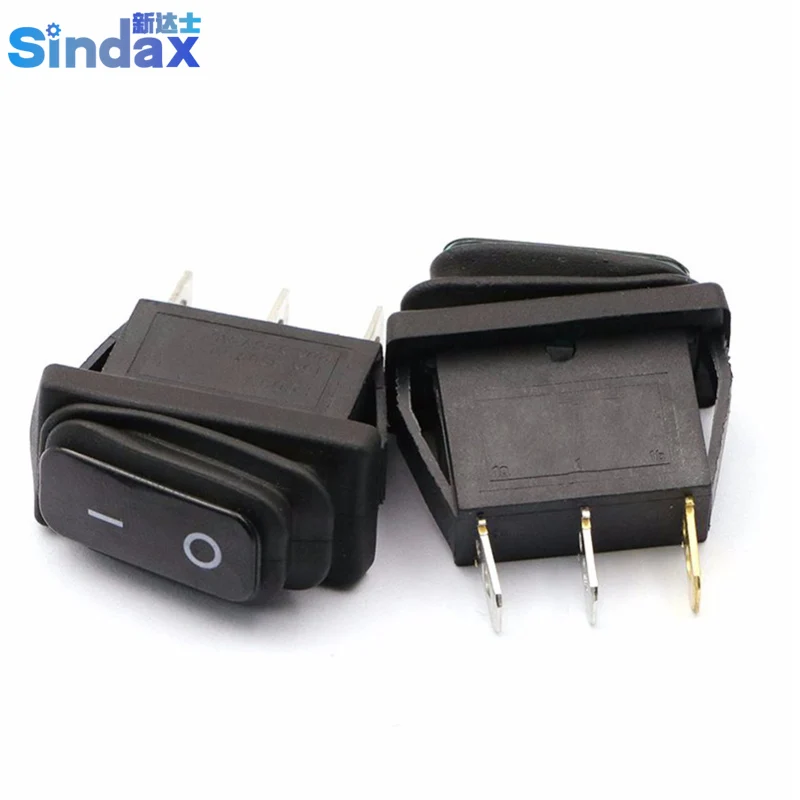 

Rocker Switch Boat Waterproof Switch KCD3-2X1N 3 Pin Black Rocker Switch 10000ycles Dustproof Anticorrosive 1PCS