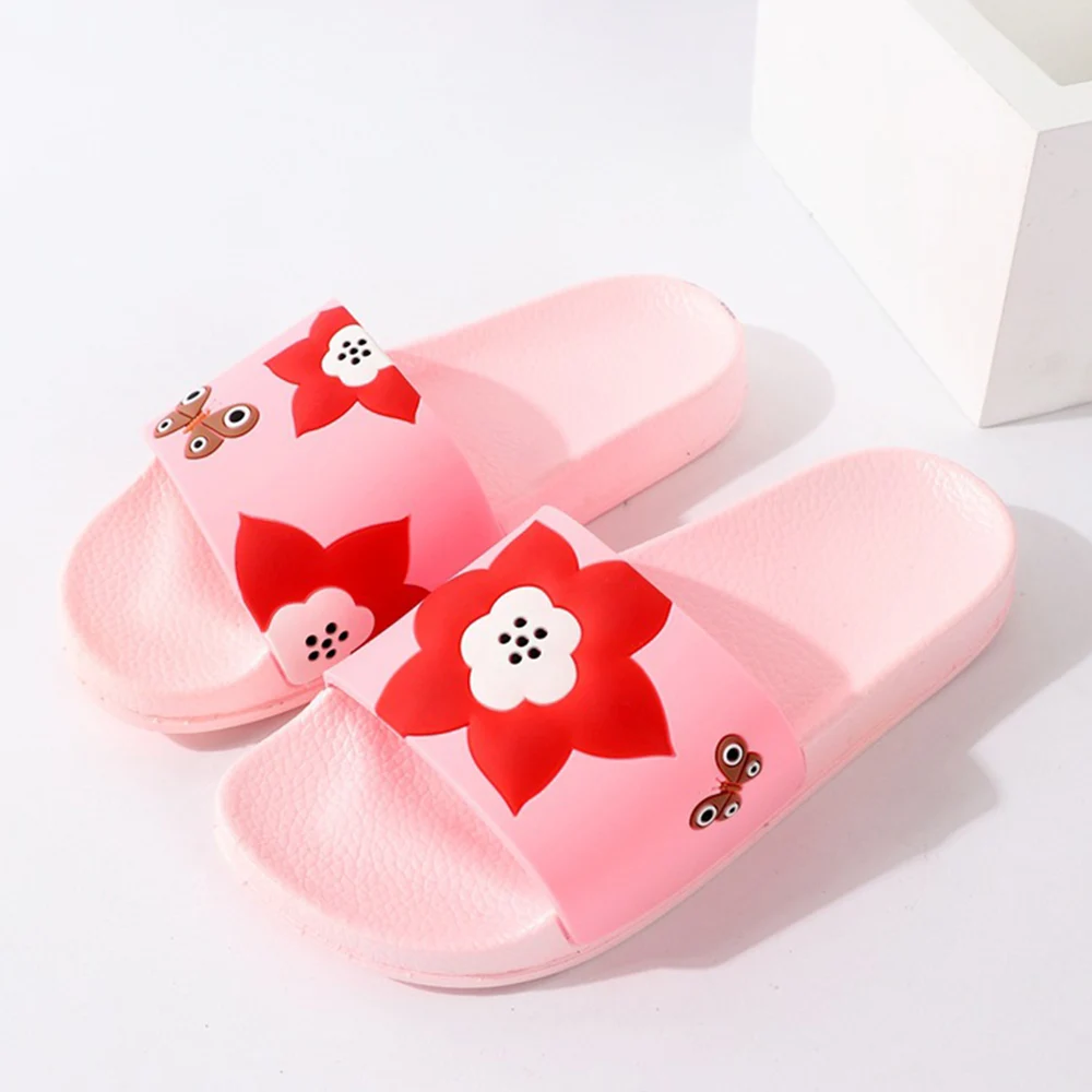 

Litthing Summer Female Cartoon Non-Slip On House Slippers Ladies Cute Animal Flats Shoes Women House Bathroom Slippers