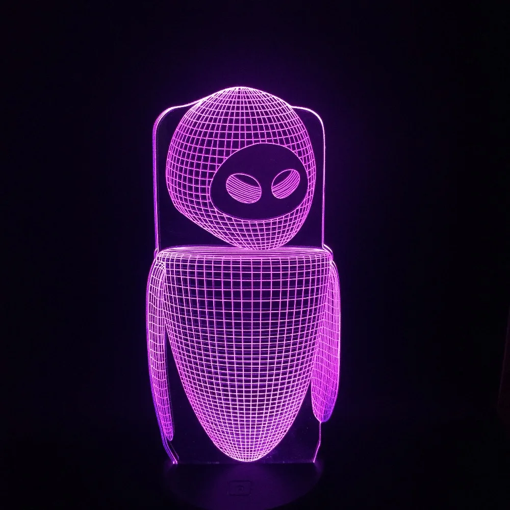 Новый 3D креативный мультяшный робот ЕВА светодиодный ночник Иллюзия Декор