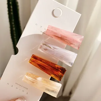 

2019 New Fashion Resin Marble Hairpins for Women Shiny Geometric Transparent Hair Clip Hairpins Girls Hair Styling Accessories