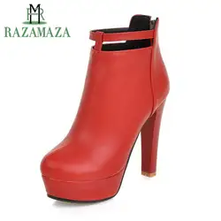 RAZAMAZA размеры 33–45 женские ботинки на платформе полусапожки на высоком каблуке для Теплые зимние Ботинки Толстая обувь на меху для Для