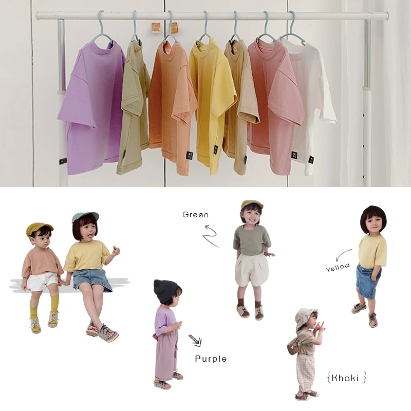 

Simple Sweet 2019 Summer New Children Soft And Comfortable Linen Cotton T Shirts Baby Girls Pure Color Short Sleeve Tops