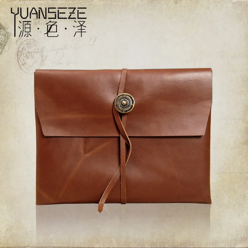 Korean version of the original envelope bag business clutch first layer leather retro package tide male bags handbag | Аксессуары для