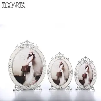 

Oval Picture Frame Metal Photo Frame Tabletop Display Home Wedding Photo Frame Anniversary for Family New Couple