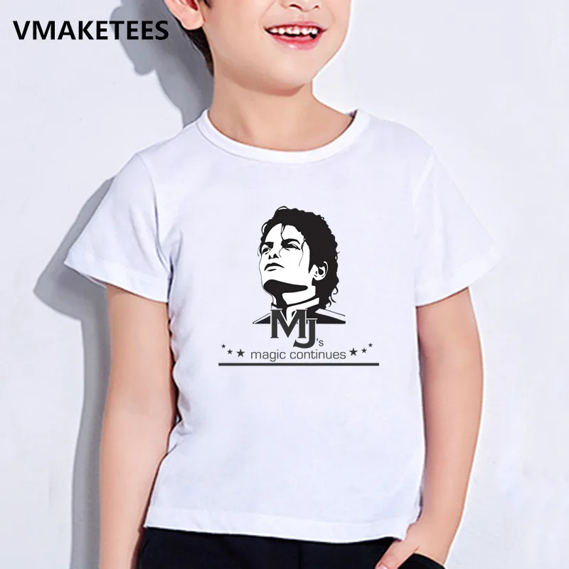 Детская летняя футболка для девочек и мальчиков детская футболка с принтом рок-н-ролл-звезда Майкл Джексон крутая повседневная одежда для малышей HKP5145 - Цвет: HKP5145F