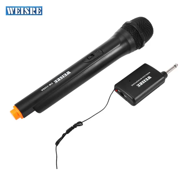 

WEISRE DM-3308A Professional VHF Wireless Handheld Microphone Dual Channel Transmitter Mic Set for Studio Karaoke Radio