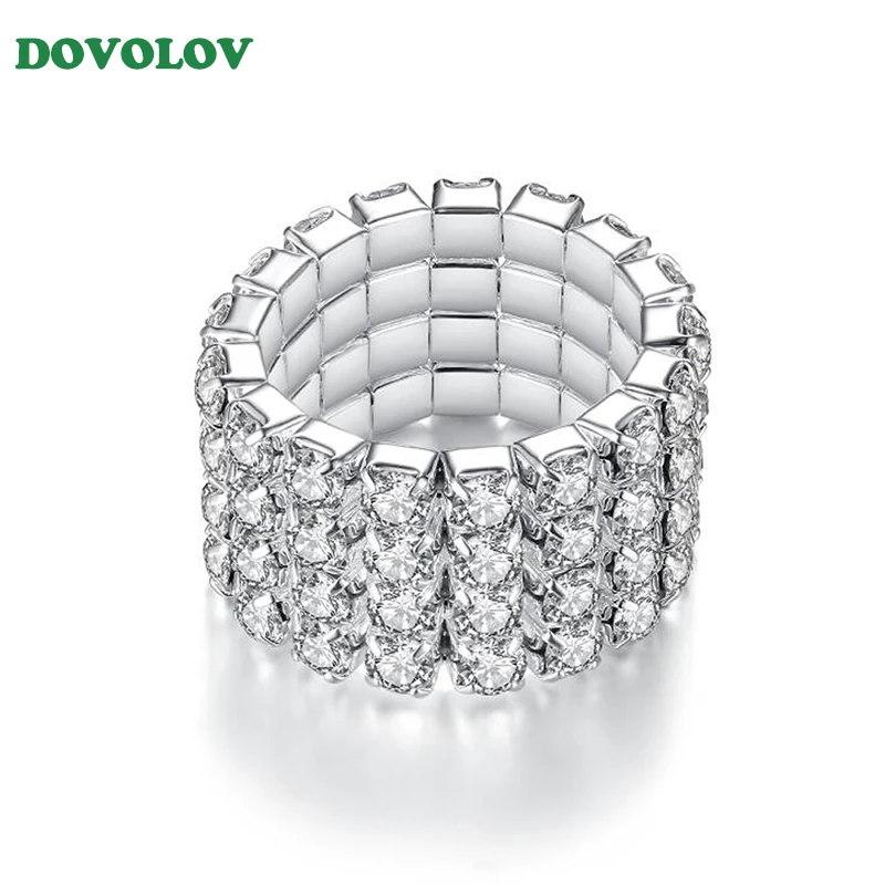 

Dovolov Inlaid Unique Engagement Wedding for Women 1/2/3/4 Layers Zinc Alloy Jewelry Promise Friendship Ring D3