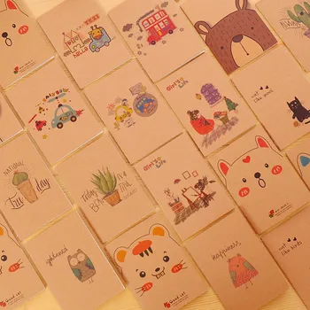 

1 pcs Vintage kraft paper Cartoon animal Blank pages memo pad paper Mini notebook kawaii stationery papeleria school supplies
