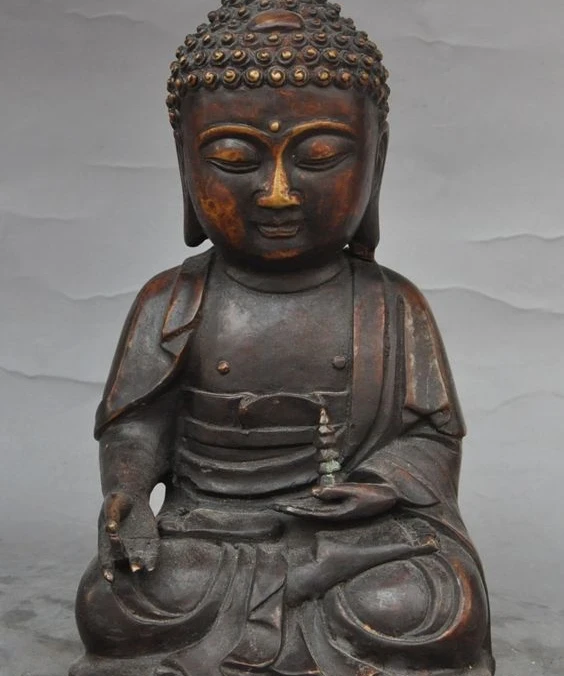 

9"old tibet buddhism bronze sakyamuni Shakyamuni Tathagata buddha tower statue