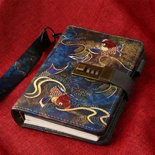 A6 Lock Diary Vintage Leather Journal Binder Diary Notebook Refillable 6 Ring Lock Diary Ring Binder Diary with Lock 160 Pages derivatives diary